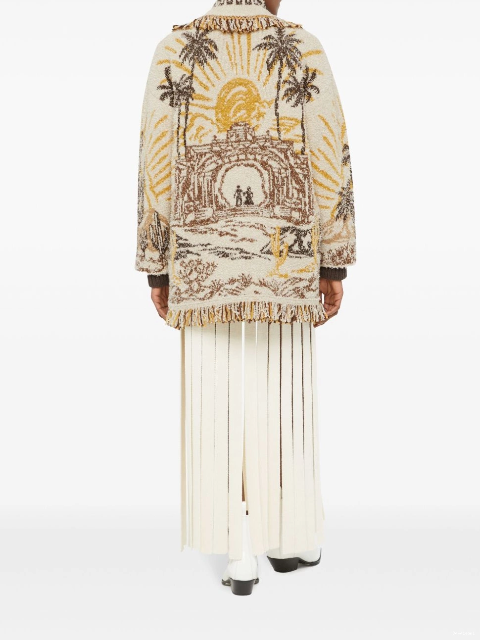 Cheap patterned-jacquard fringed-edge cardigan Women Alanui 0710